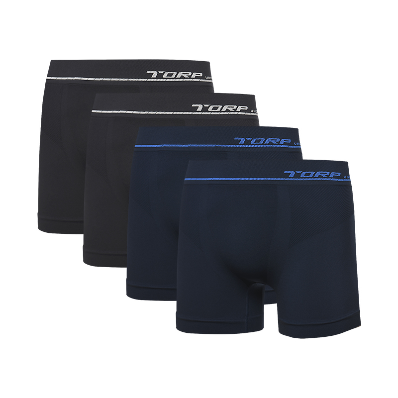 KIT CUECAS BOXER COM 4 UNIDADES - CUECA SEM COSTURA TORP