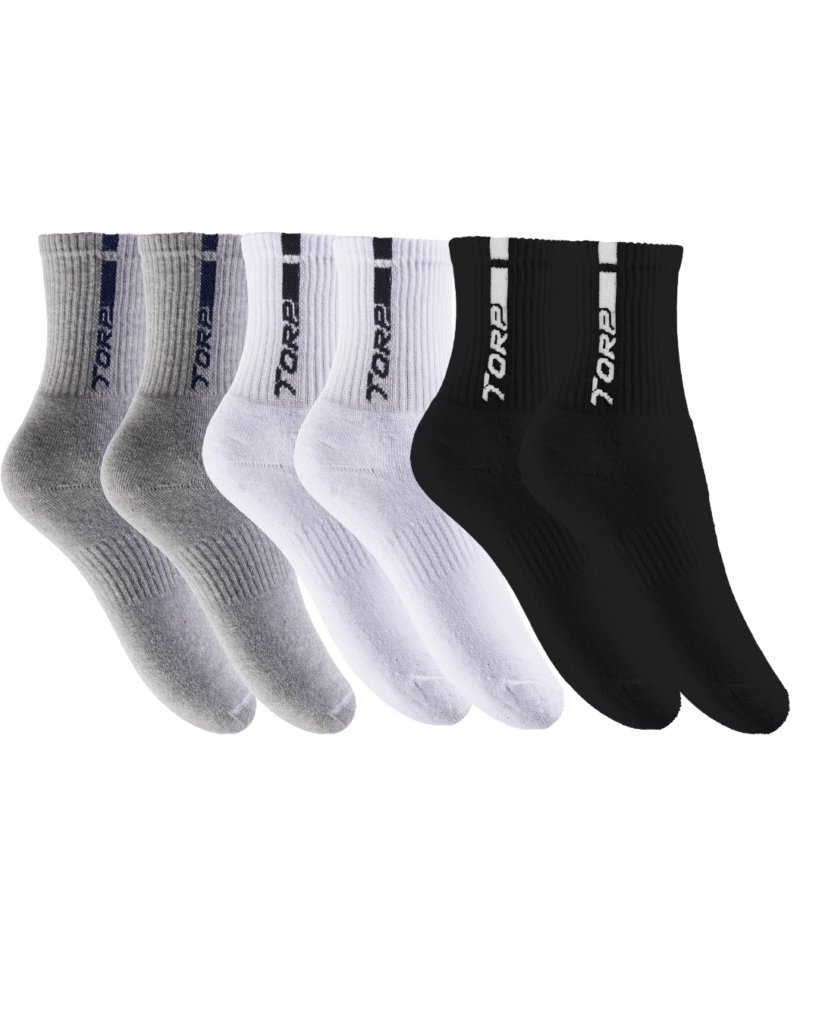 KIT C/3 MEIAS TORP CANO ALTO ATOALHADAS ESPORTIVAS – 38 a 43